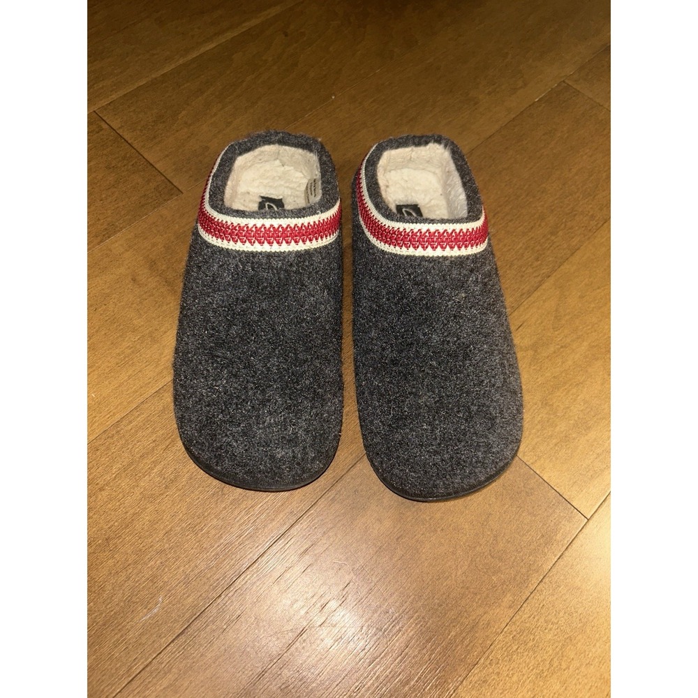Clarks Womens Felt Slipper With Trim Shoes, Charcoal, US 8